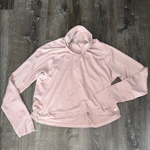 Women's Pink Mock Neck Cropped Sweatshirt